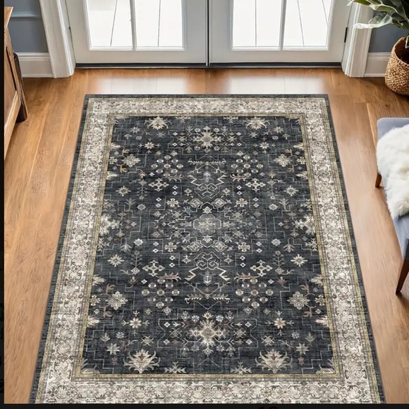 NWOT Black Boho Washable rug 3x5 - Picture 1 of 3